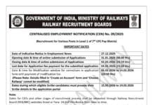 RRB Level 1 Recruitment 2026 – 22,195 Vacancies | CEN No. 09/2025 RRB Level 1 Recruitment 2026 – 22,195 Vacancies | CEN No. 09/2025