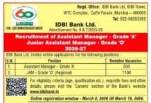 IDBI Bank Recruitment 2026 – 1300 Assistant Manager & JAM Vacancies IDBI Bank Recruitment 2026 – 1300 Assistant Manager & JAM Vacancies