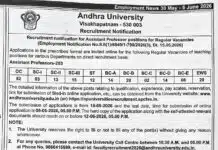 Andhra University Recruitment 2026 – 232 Assistant Professor and Associate Professor Vacancies Andhra University Recruitment 2026 – 232 Assistant Professor and Associate Professor Vacancies