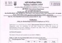 NCL Electrical Supervisor Recruitment 2026 for Retired Employees – Apply Offline for 20 Vacancies Auto Draft